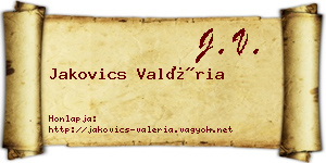 Jakovics Valéria névjegykártya